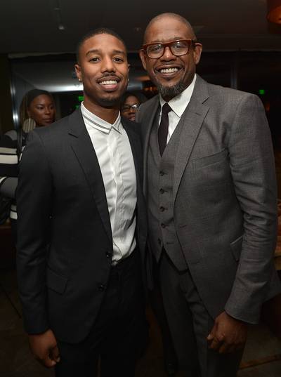 Passing the Torch - Actor Michael B. Jordan and actor-producer Forest Whitaker attend the Vanity Fair event honoring Jordan for his role in Fruitvale Station at Soho House in West Hollywood, California. (Photo:&nbsp; Charley Gallay/Getty Images for Weinstein Co.)