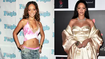 Rihanna: This has got to be a lot of people's favorite transformation. It's not everyday a recording artist moves from crop-tops, jeans and sneakers to couture. But alas, Rihanna would be the one to pull it off. - (Photos from left: Kevin Winter/Getty Images, Alberto E. Rodriguez/Getty Images)