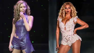 Beyoncé: From lead vocals in a girl group to full-blown world domination. Obviously, Bey's rise into her current stratosphere would involve some outward changes. The fact that she also manages to look like a real-life version of a chic comic book hero has been a bonus. &nbsp; - (Photos from left: Jason Kirk/Newsmakers, Buda Mendes/Getty Images)&nbsp;