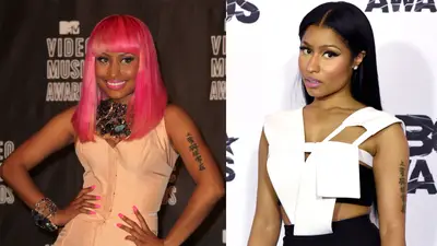 Nicki Minaj: This MC graduated from pink wigs and colorful garb to a more demure look that involved gowns and natural colored makeup. However, the Nicki Minaj spice has not been lost. - &nbsp;(Photos from left: Frederick M. Brown/Getty Images, Earl Gibson III/Getty Images for BET)&nbsp;