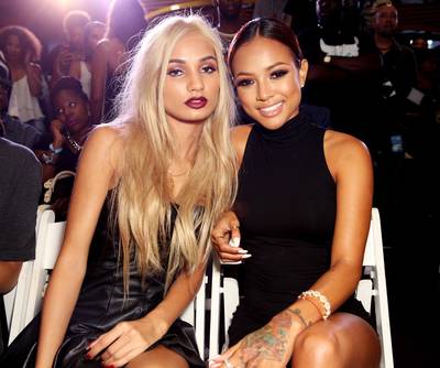 Passion for Fashion - 17-year-old singer Pia Mia Perez and BET Awards 2014 red carpet host Karrueche Tran pose for a pic at the 2014 BET Experience fashion show, presented by Pantene and Poetic Justice Jeans.(Photo: Chelsea Lauren/BET/Getty Images for BET)