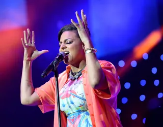 In The Zone - Marsha Ambrosius digs deep and gives her all to the crowd. Just another things to love about the songstress!(Photo: Earl Gibson/BET/Getty Images for BET)