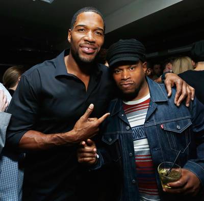 High Power - TV, sports and music came together for New York Yankee Derek Jeter's 40th Birthday at Brickwood in New York. Here, former NFL champion turned morning talk show host, Michael Strahan and TV/ radio personality Sway Calloway toast it up in honor of the baseball star. (Photo: Cindy Ord/Getty Images for EMM Group)