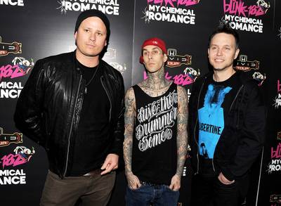 Amnesia Rockfest ? June 20 &amp; 21, 2014 - Rocking out on stage like old times, Barker reuinted with his group members of Blink-182 at the 2014 Amnesia Rockfest in Canada. Other acts at the festival included The Used, Cypress Hill, and M?tley Cr?e.(Photo: Kevin Winter/Getty Images)