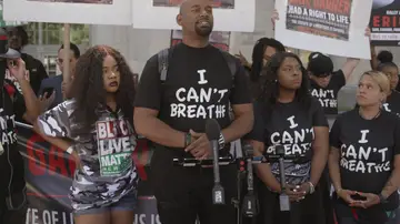 Hawk and Nupol at the Eric Garner protest in NYC on BET's Copwatch America 2019.