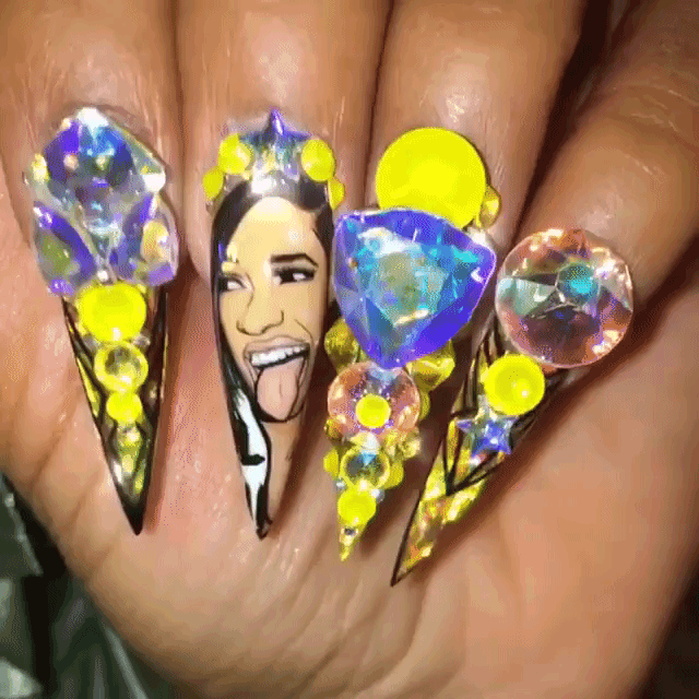 Cardi B. Nails - This fan celebrated the &quot;Bodak Yellow&quot; rapper's 25th birthday last week with Cardi's likeness on her nails. (Photo:&nbsp;impekablenails via Instagram)