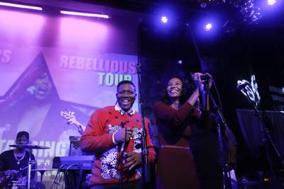 Holiday Cheer - Malcolm and Celeste Sada blessed the festivities, hosting the BET Music Matters December Showcase. (Photo: Bennett Raglin/BET/Getty Images for BET)