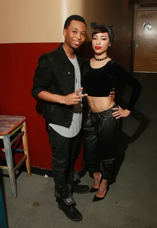 Backstage Bonding - Singers Kevin Ross and Karina Pasian stop for a flick at the December BET Music Matters Showcase. (Photo: Bennett Raglin/BET/Getty Images for BET)