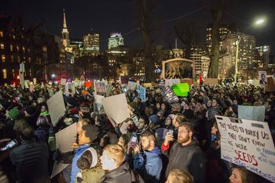 Boston Stands Up - Thousands of protesters assemble at the State House steps in Boston, Massachusetts. &nbsp;(Photo: Scott Eisen/Getty Images)