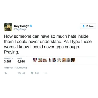 Trey Songz - The singer showed his love.(Photo: Trey Songz via Twitter)