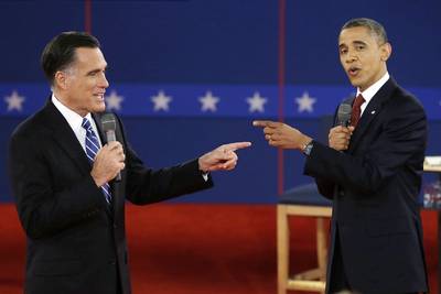 Barack Obama - &quot;I don’t look at my pension. It's not as big as yours so it doesn't take as long,&quot; Obama told Romney during their second debate on Oct. 17. (Photo: AP Photo/Charlie Neibergall)