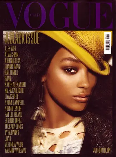Jourdan Dunn - Jourdan Dunn also lent her talents for the Vogue Italia July 2008 All Black Issue.  (Photo: Courtesy of Vogue)