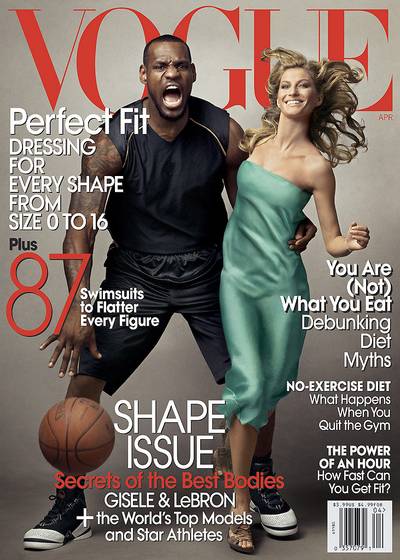 LeBron James - Basketball star LeBron James appeared alongside Gisele Bundchen on the April 2008 issue.  (Photo: Courtesy of Vogue)