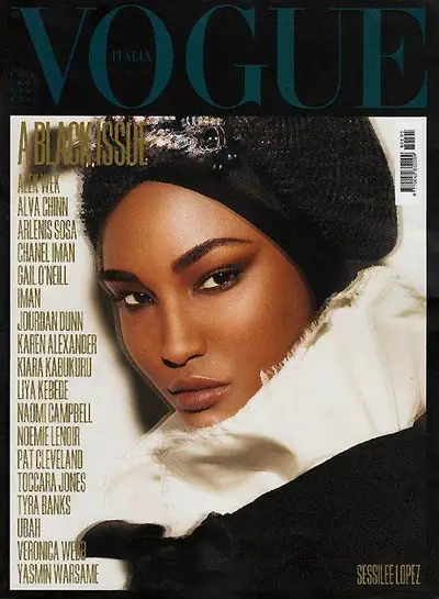 Sessilee Lopez - Sessilee Lopez landed one of the four covers of Vogue Italia's July 2008 All Black Issue.  (Photo: Courtesy of Vogue)