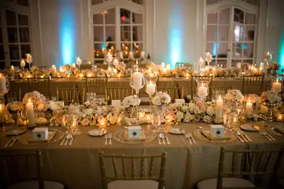 Live Your Reception Like It's Golden - Gold is always regal when it's not overdone, so if you and your honey love gold and want to be surrounded by the prestige of the color, then deck out your reception venue in gold from top to bottom.&nbsp;  (Photo: Imoni Events)