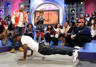 Put To Work - Shorty Da Prince shows his push up skills at 106 &amp; Park, October 11, 2012. (Photo: John Ricard / BET)