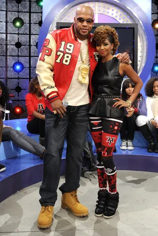 Stylin'! - Flo Rida and Miss Mykie at 106 &amp; Park, October 11, 2012. (Photo: John Ricard / BET)