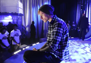 Lace Up! - MGK prepares to perform at 106 &amp; Park, October 10, 2012.(Photo: John Ricard / BET)