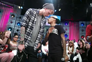 Hey! No Secrets - MGK and Bow Wow chat during break at 106 &amp; Park, October 10, 2012.(Photo: John Ricard / BET)