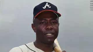 (Original Caption) Hank Aaron is shown in this close up. He is shown as an Atlanta Braves outfielder during Spring Training.