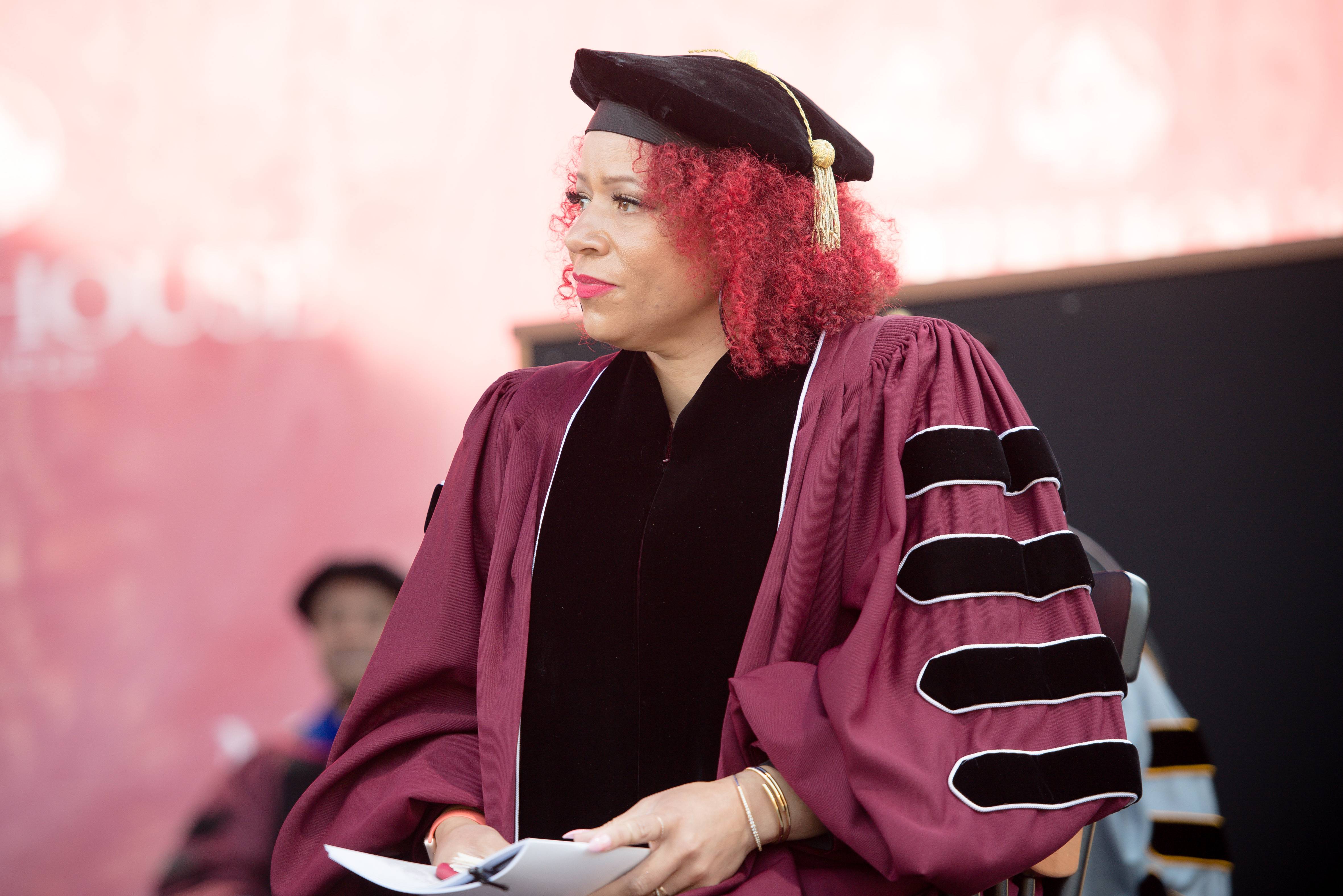 ATLANTA, GEORGIA - MAY 16: Author Nikole Hannah-Jones attends the 137th Commencement at Morehouse College on May 16, 2021 in Atlanta, Georgia. (Photo by Marcus Ingram/Getty Images)