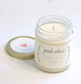 Banana Bread Soy Candle ($24) - This hand-poured soy candle will satisfy her sweet tooth without all those calories!   (Photo: Pink Olive)