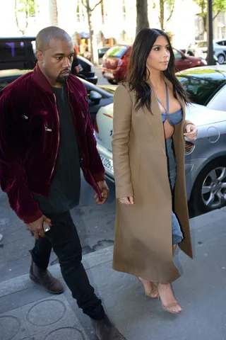 The Wests in Paris  - Kim Kardashian and Kanye West were spotted in Paris where Kim celebrated the official launch of Kardashian Beauty Hair.  (Photo: INFphoto.com)