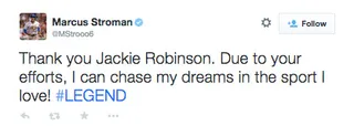 Marcus Stroman @MStrooo6 - Jackie Robinson definitely gave fuel for all dream chasers in baseball and well beyond the diamond. Marcus Stroman gets it.(Photo: Marcus Stroman via Twitter)