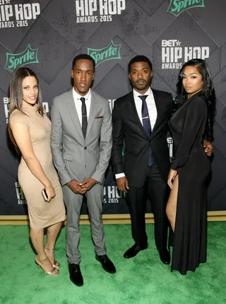 Double Up - Two power couples in one place at one time was worthy of a photo op, so that's just what we got when Kay Marie, Lemuel Plummer, Ray J and his fiance, Princess Love hit the Sprite Green Carpet.&nbsp;(Photo: Bennett Raglin/BET/Getty Images for BET Networks)