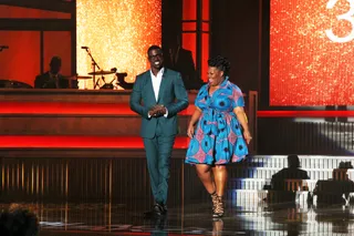 Come Through!&nbsp; - Event co-host and actress Amber Riley stepped out with actor Lance Gross.(Photo: Teal Moss/BET)