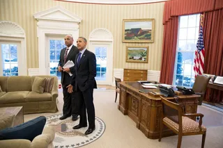One on One With Obama - Basketball Legend Charles Barkley went one on one with the president in a Feb. 13 interview that will air on TNT during the NBA All-Star Game pre-game coverage. Obama later gave the former star a tour of the White House.   (Photo: Pete Souza via Twitter)