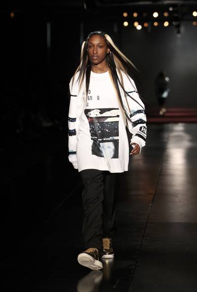 Hood By Air - Check out this bold spin on streetwear. We gotta say, those graphic sweatshirts and gilded sneakers are hot.(Photo: Joe Kohen/Getty Images)
