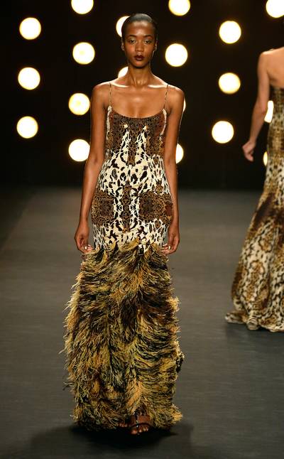 Naeem Khan - Fierce animal print? Check. Sultry, curve-hugging silhouette? Check. This frock covers every base flawlessly. (Photo: Frazer Harrison/Getty Images for Mercedes-Benz Fashion Week)