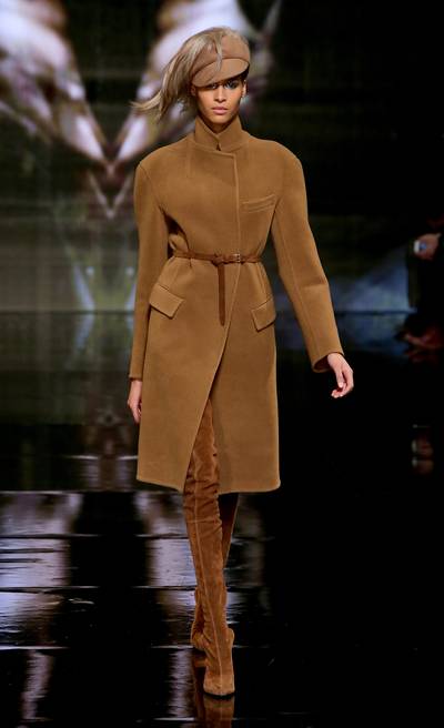 Donna Karan - Oh yes, this luxe wool coat will be on heavy rotation in our closet, along with those thigh-high suede boots.(Photo: Neilson Barnard/Getty Images for Mercedes-Benz Fashion Week)