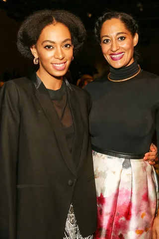 Lovelies - Solange Knowles&nbsp;and Tracee Ellis Ross make a gorgeous pair at the Honor fashion show during Mercedes-Benz Fashion Week Fall 2014 at Eyebeam in New York City. (Photo: Chelsea Lauren/Getty Images)