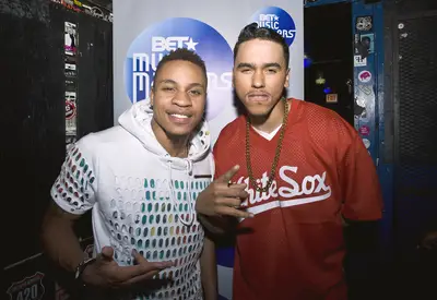 Pre-Show Love - Before hitting the stage, Adrian Marcel and Rotimi chopped it up and bonded at the Double Door in Chi-Town.&nbsp;(Photo: Timothy Hiatt/Getty Images for BET)
