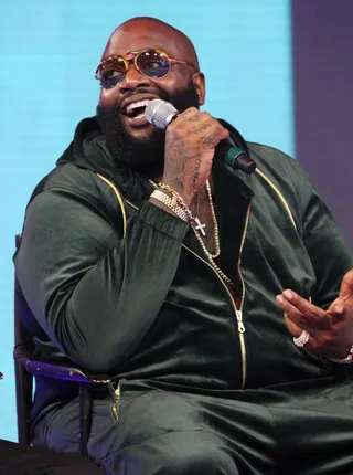 Well You Know! - Rick Ross cracking on 106. (Photo: Bennett Raglin/BET/Getty Images for BET)