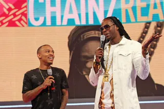 What Can I Say? - &nbsp;Bow Wow and 2 Chainz joke around while on set of 106. (Photo: Bennett Raglin/BET/Getty Images for BET)&nbsp;&nbsp;