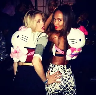 Joan Smalls - The runway queen gets catty at the after party for Alexander Wang.(Photo: Instagram via Joan Smalls)