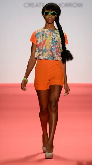 Haley Hysong Spring 2014 - We love how neons and nudes pack a powerful punch of color at Haley Hysong.  (Photo: Frazer Harrison/Getty Images for Mercedes-Benz)