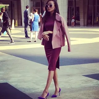 Ashley Madekwe - The Revenge star works it on set at her New York Fashion Week NYLON x Nordstrom photo shoot.   (Photo: Instagram via Ashley Madekwe)