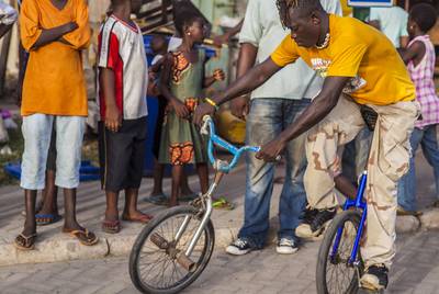 Abrokwah: The Elder - ?Abrokwah is the eldest rider, the one most focused on the future and BMX's continuing development in Ghana. He works with most of the bikers we follow and is the proprietor of Circus Ghana, a company specializing in dance, acrobatics and BMX.?(Photo: Bikelordz)