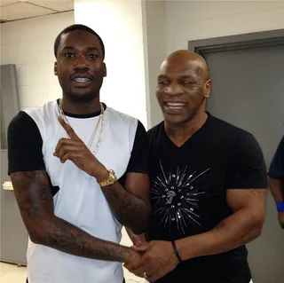 Meek Mill @meekmill - It's all good fun when Meek's Dream Chasers 2 intro shows up in the flesh.&nbsp;&quot;Tyson told my security he would f#%k him up last night! Lol I told my security this is the test where we jump you in dreamchasers! Lol&quot;(Photo: Courtesy Instagram via Meek Mill)