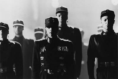 Janet Jackson, &quot;Rhythm Nation&quot; - No color was needed for this black and white military-inspired video from&nbsp;Janet Jackson's fourth studio album because the dance moves ? from the finger count down to the standing split ? were as crisp as the uniforms.(Photo: A&amp;M Records)