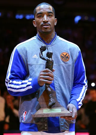 J.R. Smith Wins NBA Sixth Man Award  - New York Knicks guard J.R. Smith has won the NBA’s Sixth Man of the Year award. Smith received 484 points from a panel of 121 writers and broadcasters who voted.&nbsp;(Photo: Al Bello/Getty Images)