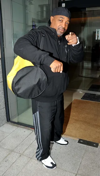 Here's Looking at You - Legendary rapper Chuck D of Public Enemy spots the paparazzi spying him on his way out of his Dublin hotel in Ireland.&nbsp;(Photo: WENN.com)