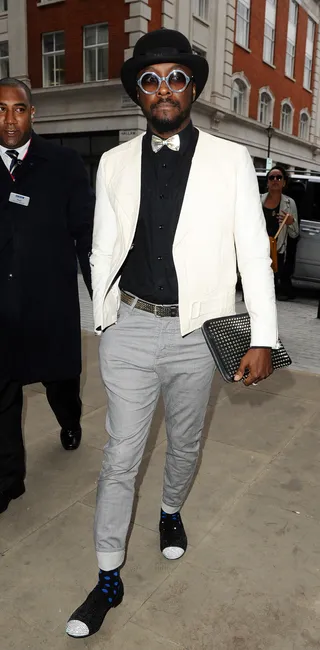 Dapper Dandy - Pop star and judge on the UK version of The Voice&nbsp;Will.i.am is spotted dressed to the nines in London arriving at BBC Radio 1. (Photo: TGB/Splash News)