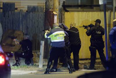 Firefight Ensues - Two armed men then reportedly hijacked an SUV, throwing explosives at police and inciting a firefight throughout Watertown. Authorities said they recovered &quot;a significant amount&quot; of homemade explosives from various scenes following the overnight shootout with police, CNN reported.&nbsp;(Photo: AP Photo/Matt Rourke)