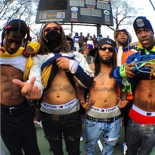 A$AP Ferg @asapferg - A$AP Ferg and his Trap Lord crew show off their stomach tatts and Tommy Hilfiger boxers behind the scenes of his &quot;Work&quot; remix video set. (Photo: Instagram via A$AP Ferg)