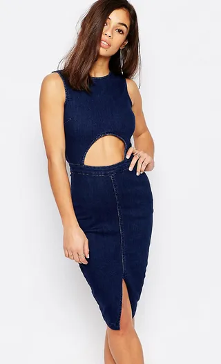 Asos Boohoo Petite Cut Out Denim Midi Dress ($41) - Denim in unexpected shapes is huge right now. This midi-length dress with cutouts will turn heads.&nbsp;(Photo: ASOS)